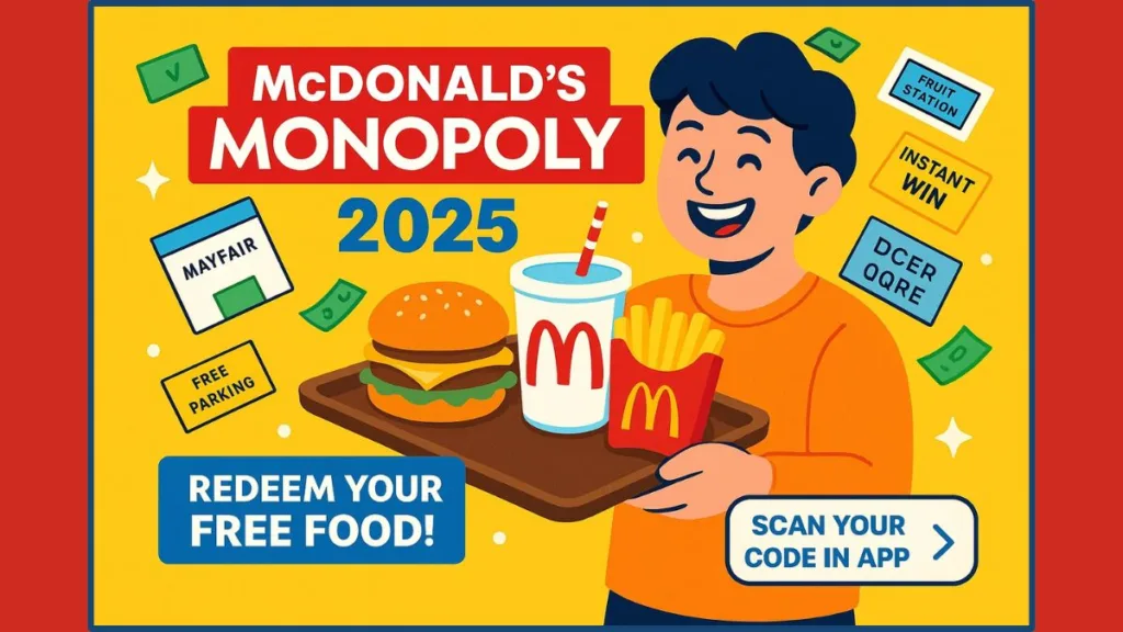 Redeem free food McDonald's Monopoly 2025