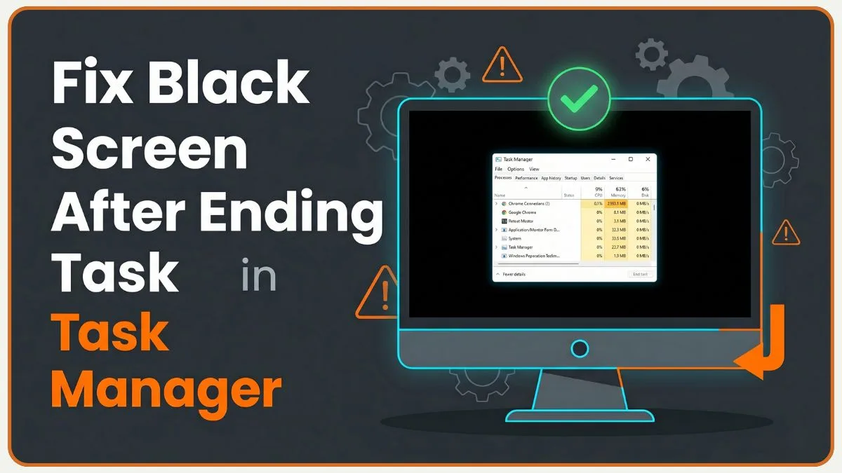 7 Ways to Fix Black Screen After Ending Task in Task Manager - Izoate