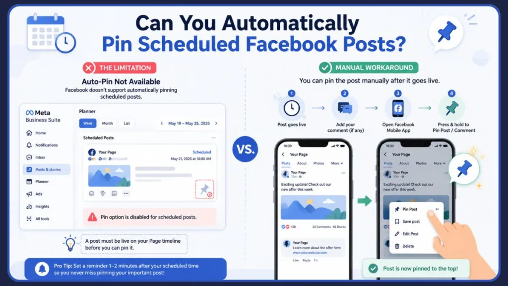 Can you schedule a pinned post on Facebook