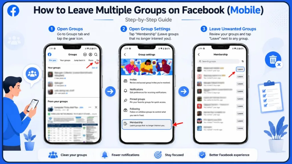 How To Leave Multiple Facebook Groups Mobile