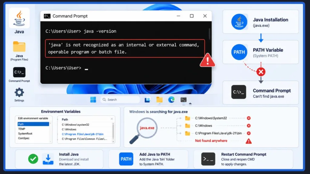 Fix Java is not recognized Error on Windows