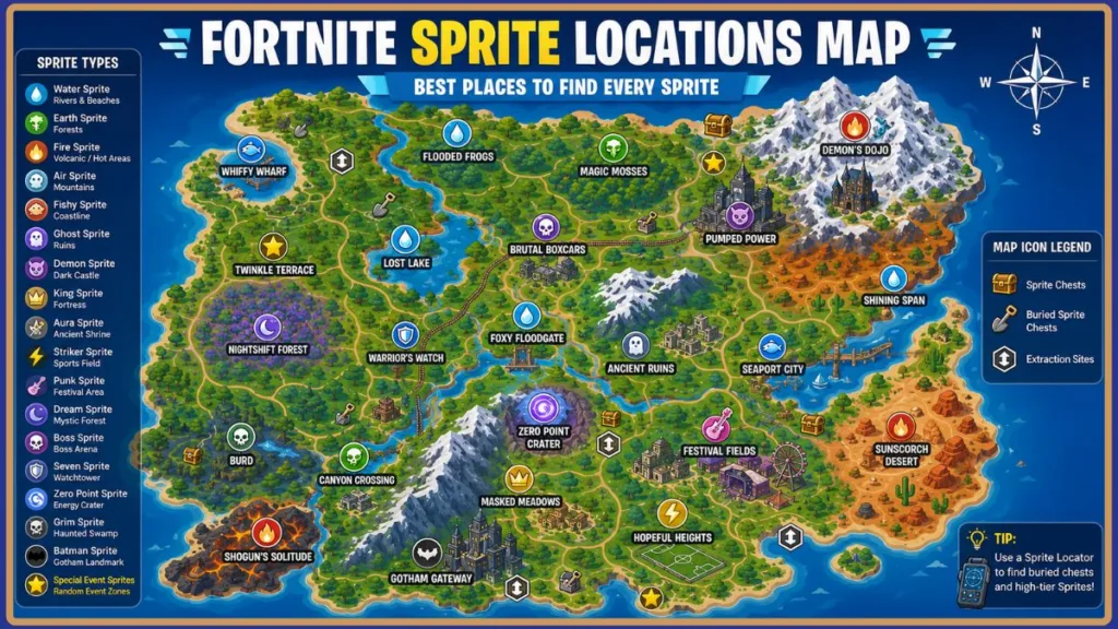 Fortnite Sprite Locations Map