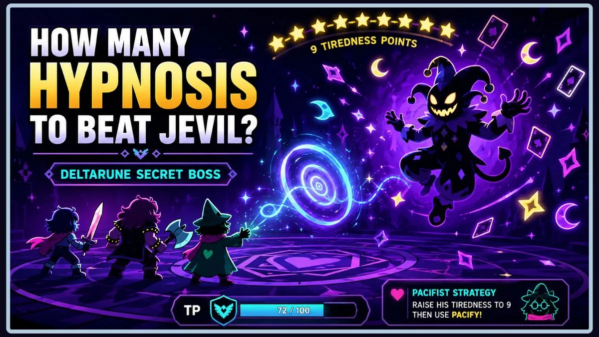 How Many Hypnosis to Beat Jevil? (Deltarune Secret Boss) - Izoate