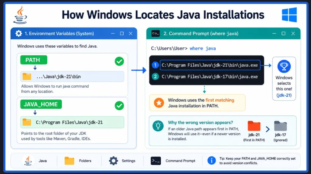 How Windows Uses PATH and JAVA_HOME To Locate Java Installations