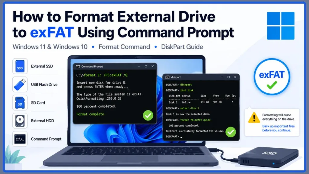How to Format External Drive to exFAT CMD