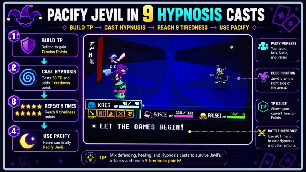 Tutorial To Pacify Jevil In Battle