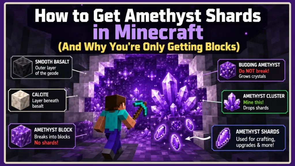 How to Find and Harvest Amethyst Shards in Minecraft