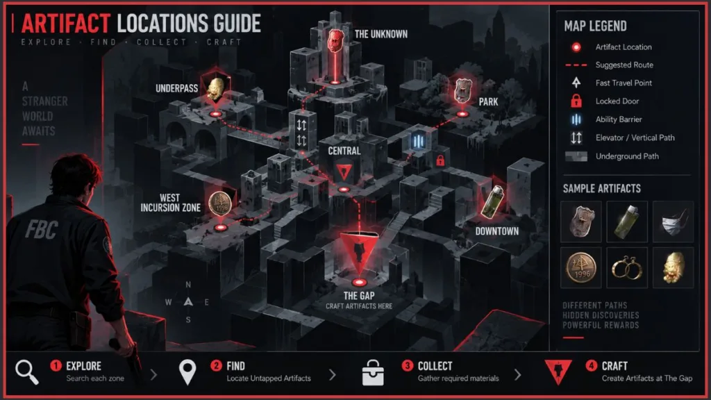 Artifact Locations Guide Map