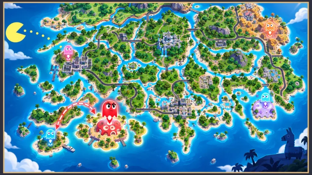 Vibrant Pac-Man Island Adventure Map